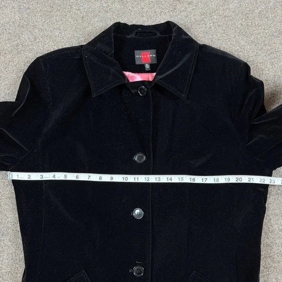 Gallery Black Velour Mid Length Single Breasted Pea Coat Women’s XL Car Coat - Picture 10 of 10